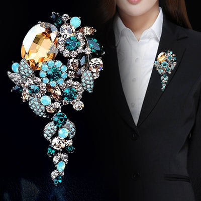 floral crystal brooch for women 