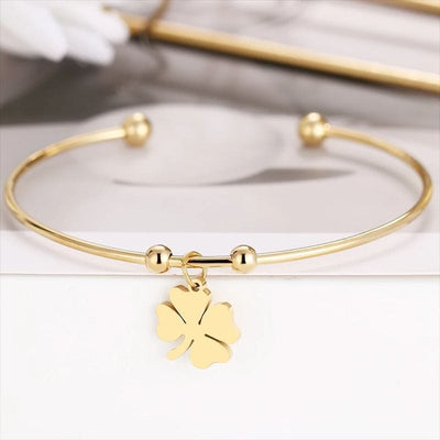 BROOCHITON Bracelets Gold Fashion Creative Four-leaf Clover Pendant Bracelet