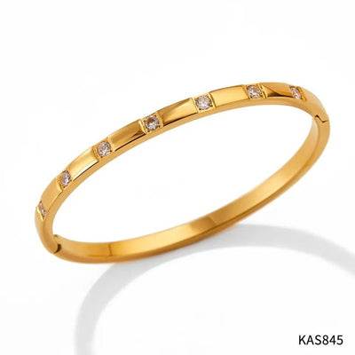 BROOCHITON Bracelets Gold / KAS845 Fashion Simple Non-fading Diamond Set Plain Circle Bracelet