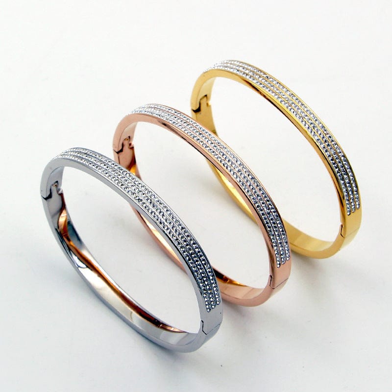 BROOCHITON Bracelets rose gold, gold and silver concealed buckle bracelet vertical view from the left sidetop view