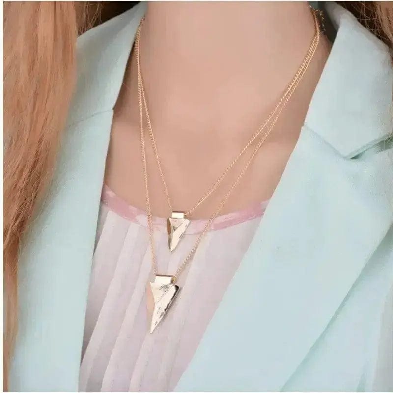 BROOCHITON Necklaces multilayer triangle sweater chain clavicle necklace