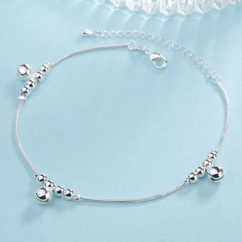 BROOCHITON jewelry Silver Sterling Silver Vintage Anklet With Bells
