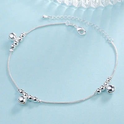 BROOCHITON jewelry Silver Sterling Silver Vintage Anklet With Bells