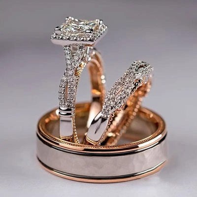 BROOCHITON jewelry Combination of three sets of r / No.10 Wedding rings 3-piece set