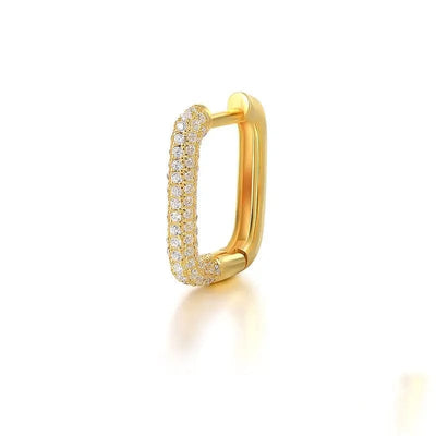BROOCHITON Earrings Golden white diamond / single Zircon rectangular hoops