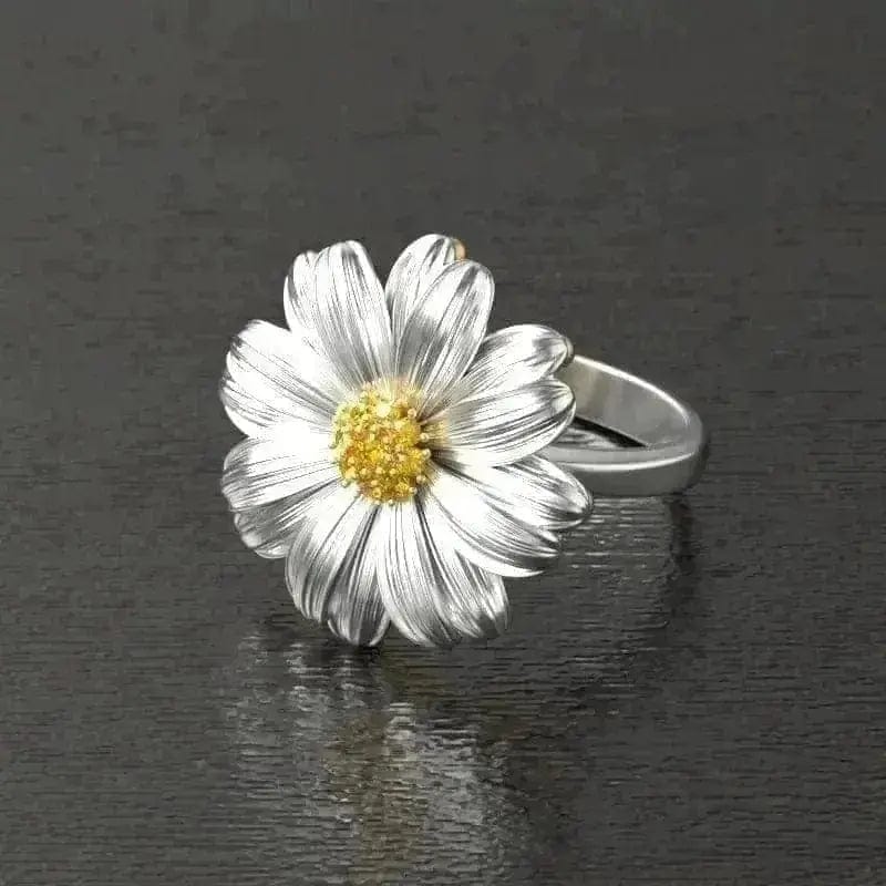 BROOCHITON Ring platinium Chrysanthemum Sunflower Ring