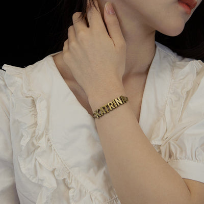 BROOCHITON Bracelets Gold / 4to7letters Fashion Metal Solid Color DIY Bracelet