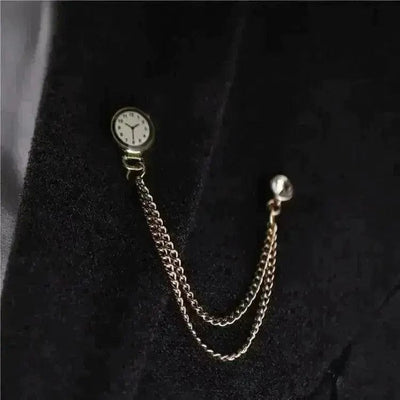 close up view of the Clock Fringe Chain Brooch