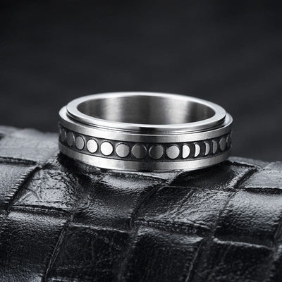 one ring on a black leather