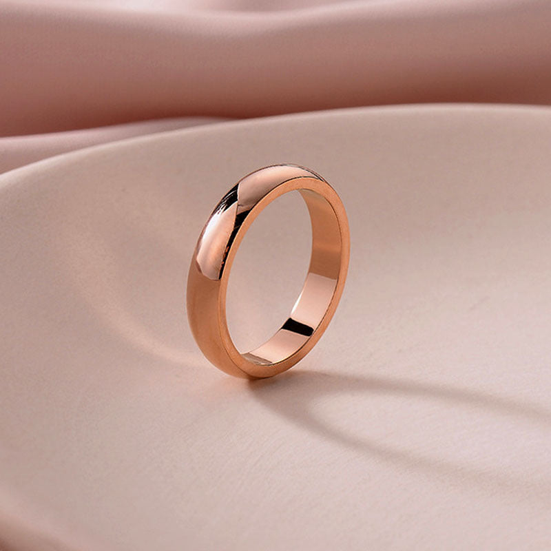 Golden Glossy Titanium Steel Couple Ring