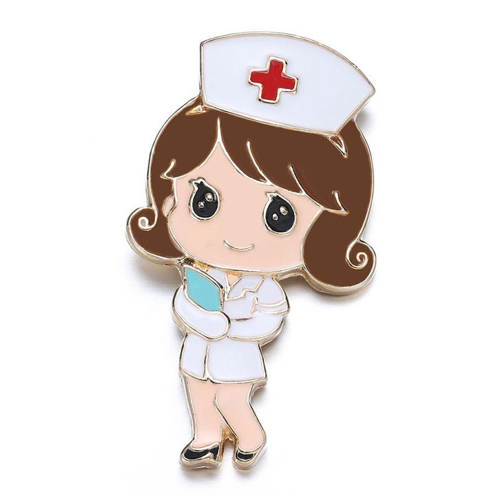 Cartoon nurse pin with a white background