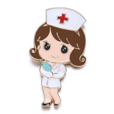 Cartoon nurse pin with a white background