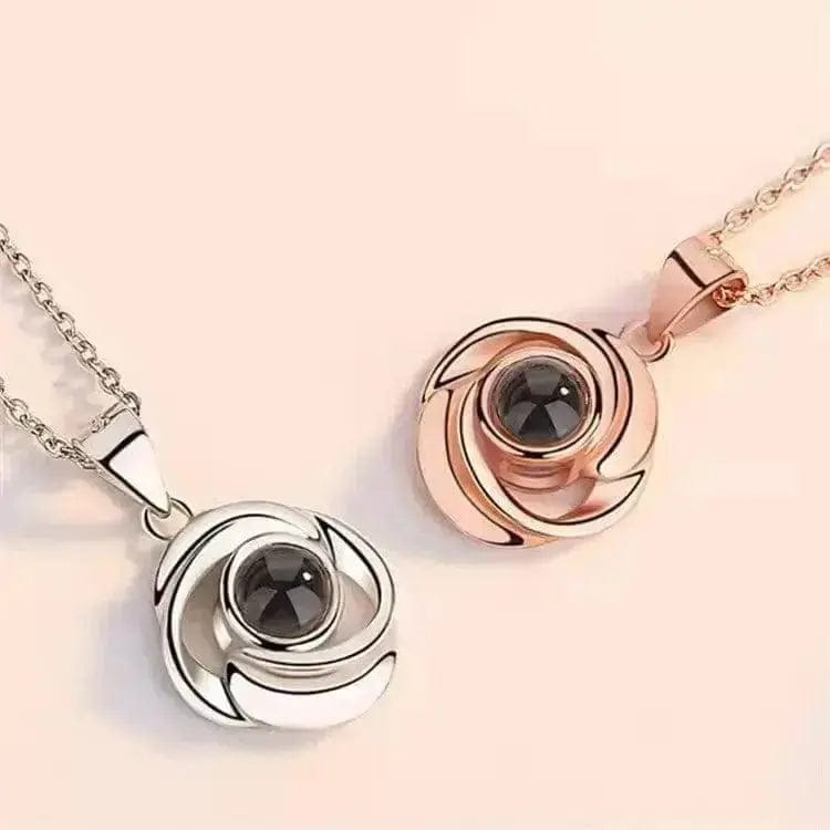 Customized Projection Necklace Korean Style one white gold and one rose gold