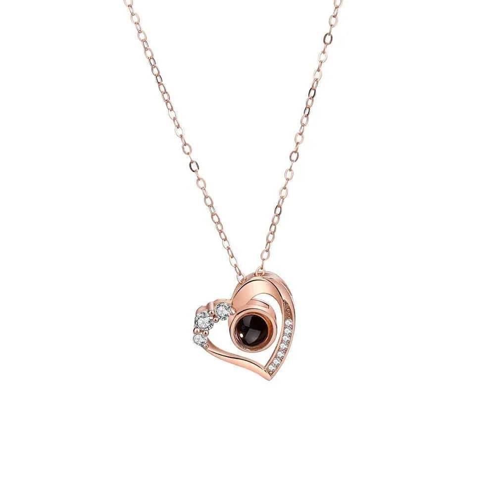 BROOCHITON Necklaces Projection Heart-shape Silver Necklace
