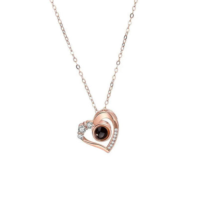 BROOCHITON Necklaces Projection Heart-shape Silver Necklace