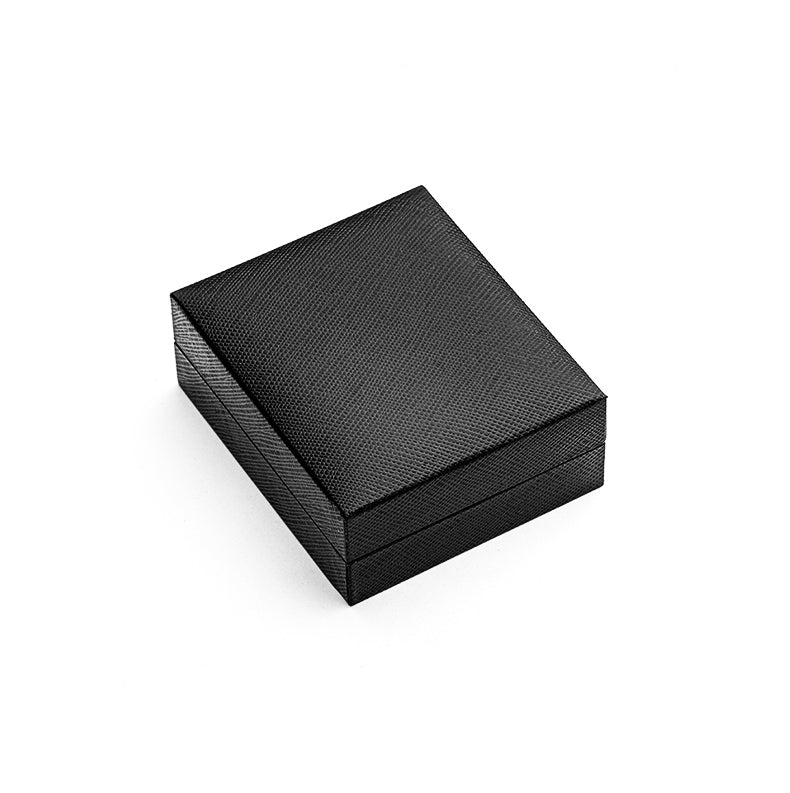 Black textured jewelry box on a white background