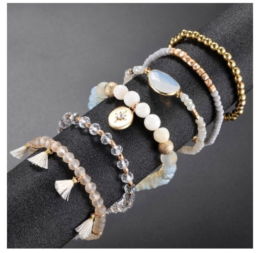 Layered Boho Beaded Bracelet Stacks — 3–6 Piece Sets