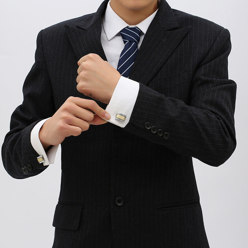 Gold Geometric Cufflinks for Men