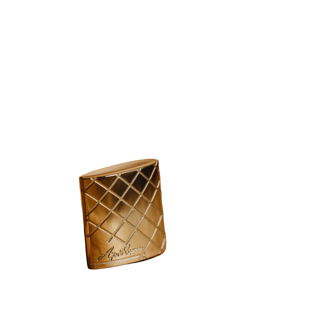 gopdeb cufflink with lattice pattern on a white background