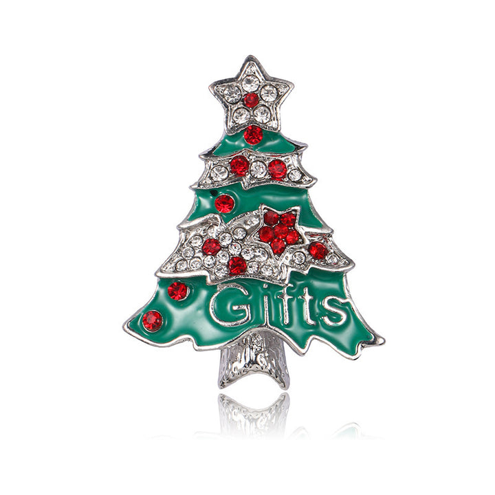 Christmas tree-shaped brooch with red rhinestones and &
