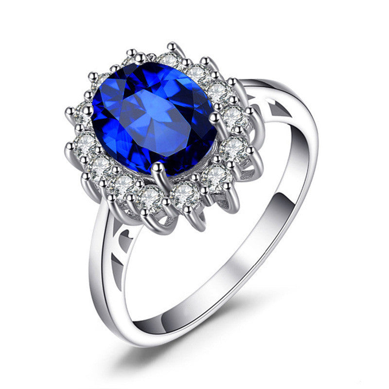 Silver ring with royal blue cubic zircon  sone
