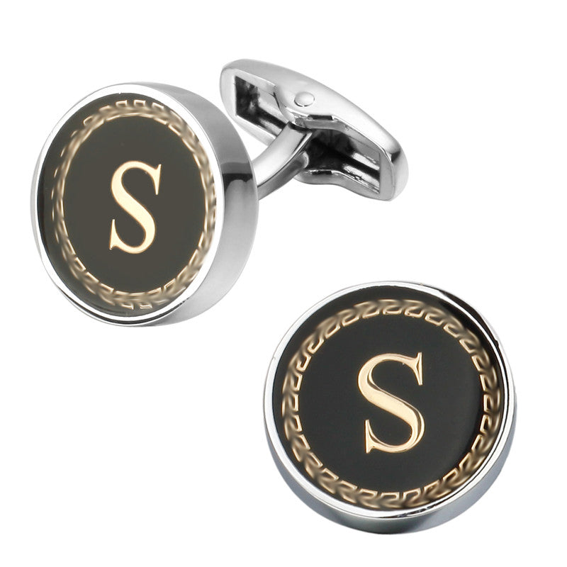 Cufflinks with gold letter &