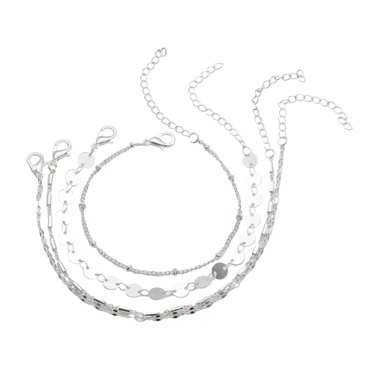 Silver chain necklace on a white background