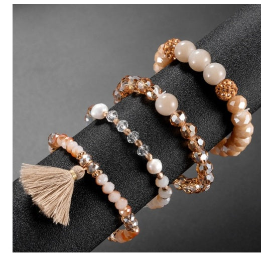 Layered Boho Beaded Bracelet Stacks — 3–6 Piece Sets