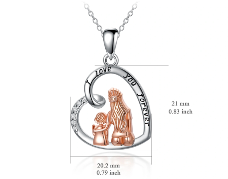 Heart-shaped pendant with mother and daughter and &