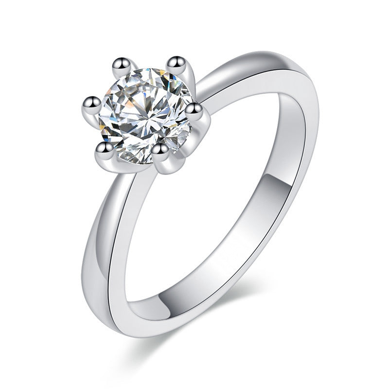 Silver tone ring with clear cubic zircon stone 