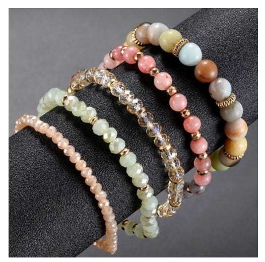 Layered Boho Beaded Bracelet Stacks — 3–6 Piece Sets