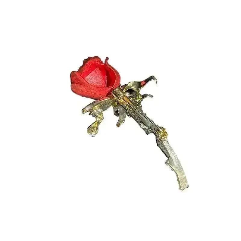 BROOCHITON brooches  3D Red Rose Flower Brooch