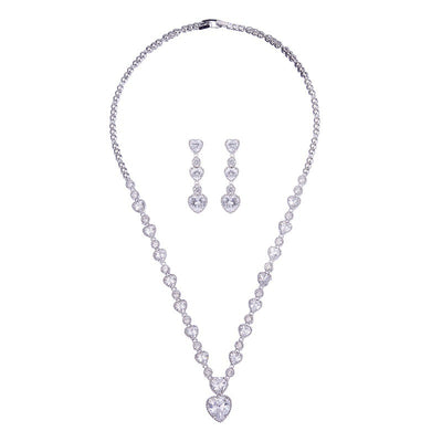 Jewelry set with necklace and earrings on a white background
