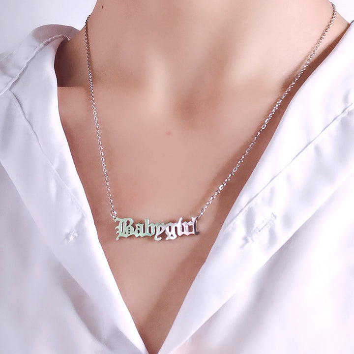 silver Necklace with &