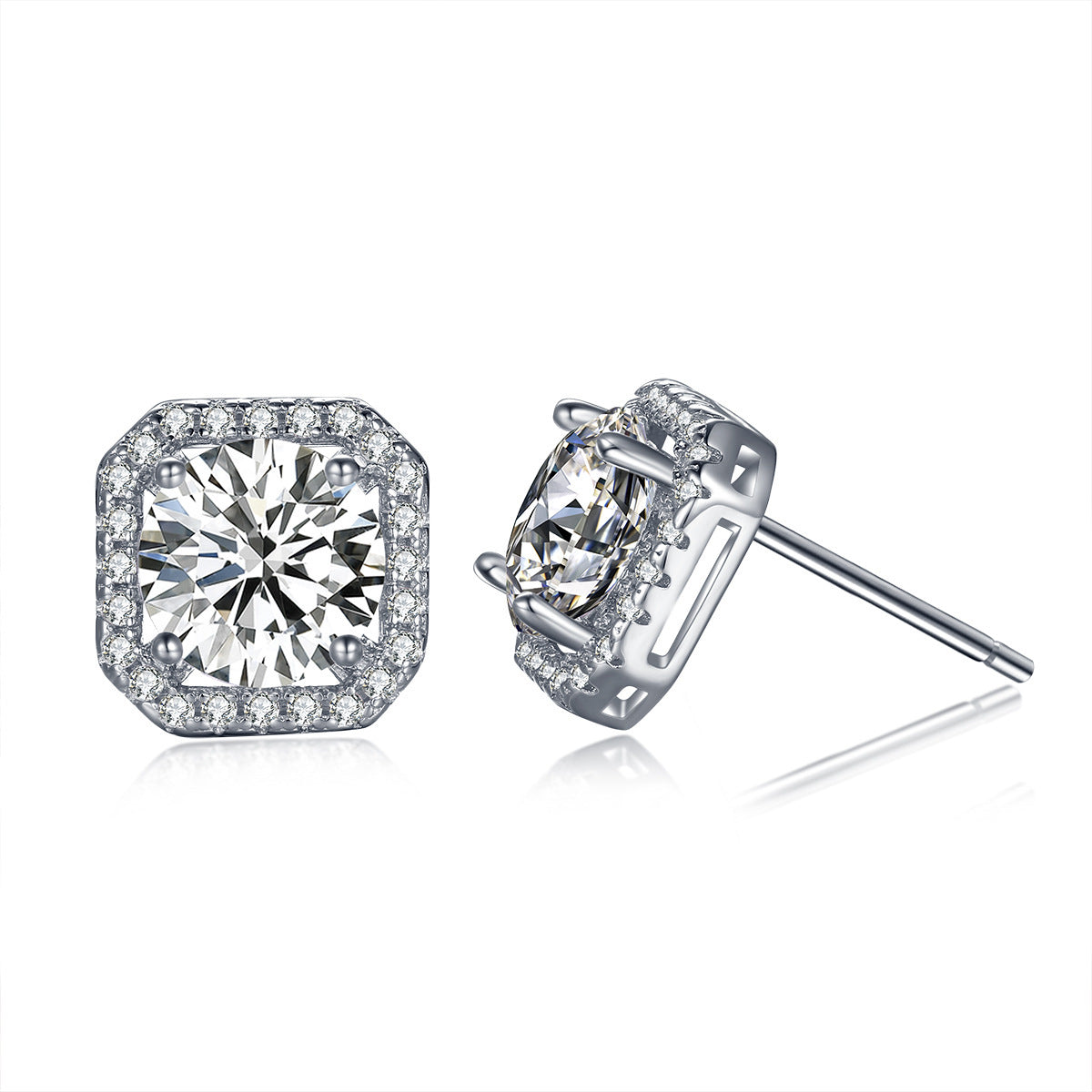 ✨ S925 CZ Halo Stud Earrings — Sterling Silver