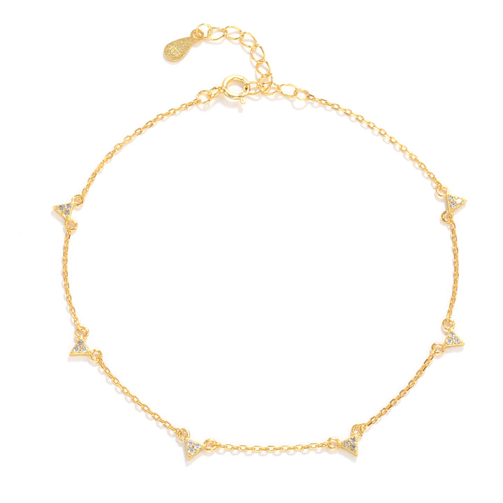 925 sterling silver gold plated star station anklet with cubic zirconia details