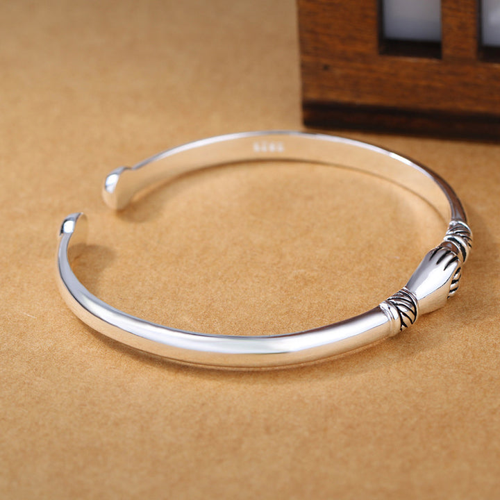 Silver Handshake Cuff Bracelet
