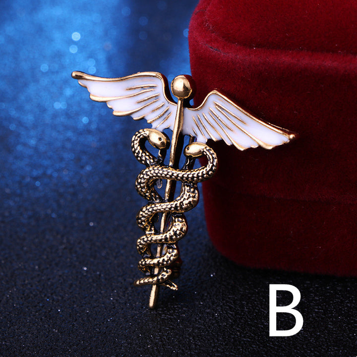 Gold caduceus medical symbol on a dark background