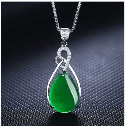 BROOCHITON Necklaces Green 925 Sterling Silver Emerald Necklace