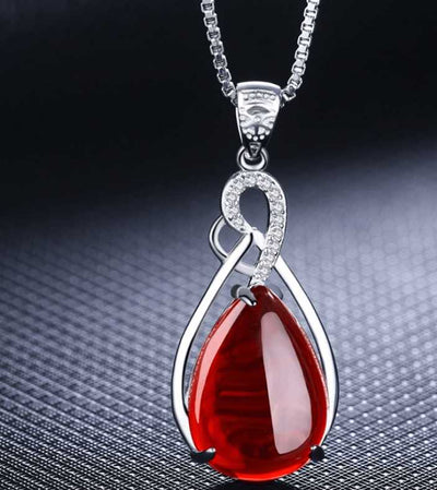 Red 925 Silver Clavicle Necklace Chalcedony
