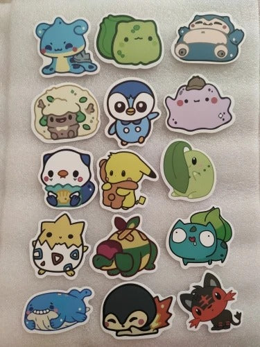 Collection of cute cartoon stickers on a beige background