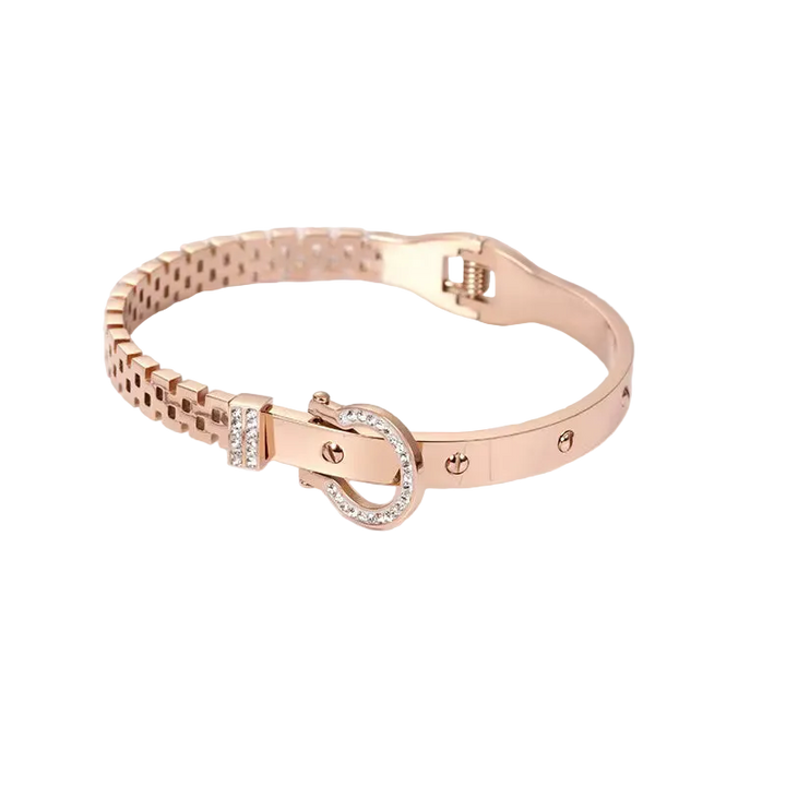 Crystal Buckle Titanium Steel Bracelet