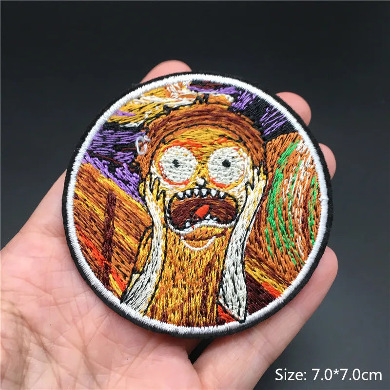 🎨Iron-On Nature & Art Patch — Van Gogh, Wave, Mushroom & Mountain Landscape Embroidered Badge