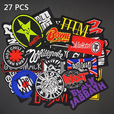 🎸27pcs Band Music Patches – Iron-On Embroidered Appliques for Jackets, Jeans, Bags & More