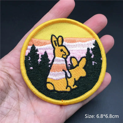🎨Iron-On Nature & Art Patch — Van Gogh, Wave, Mushroom & Mountain Landscape Embroidered Badge