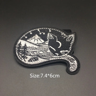 🎨Iron-On Nature & Art Patch — Van Gogh, Wave, Mushroom & Mountain Landscape Embroidered Badge