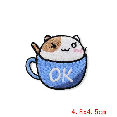 🍼 Drink Bottle & Cup Patch — Cartoon Iron-On Embroidery