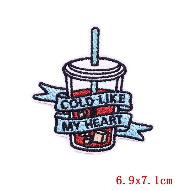 🍼 Drink Bottle & Cup Patch — Cartoon Iron-On Embroidery