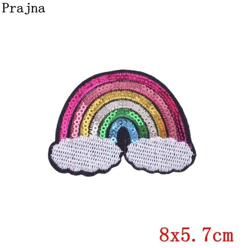 Colorful rainbow and cloud patch with size 8x5.7cm on a white background