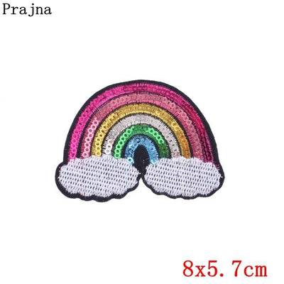 Colorful rainbow and cloud patch with size 8x5.7cm on a white background